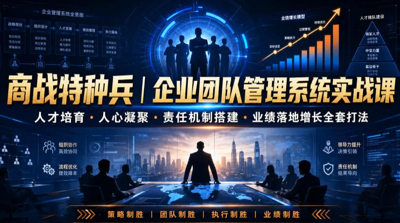 商战特种兵｜企业团队管理系统实战课人才培育・人心凝聚・责任机制搭建・业绩落地增长全套打法-小二项目网