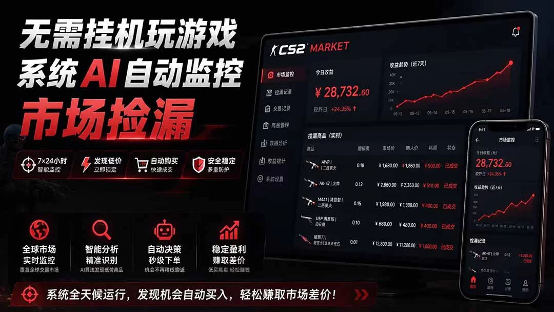 （19555期）系统AI自动监控市场捡漏，不用玩游戏|只需要一部手机|支持任何形式数据验证-小二项目网