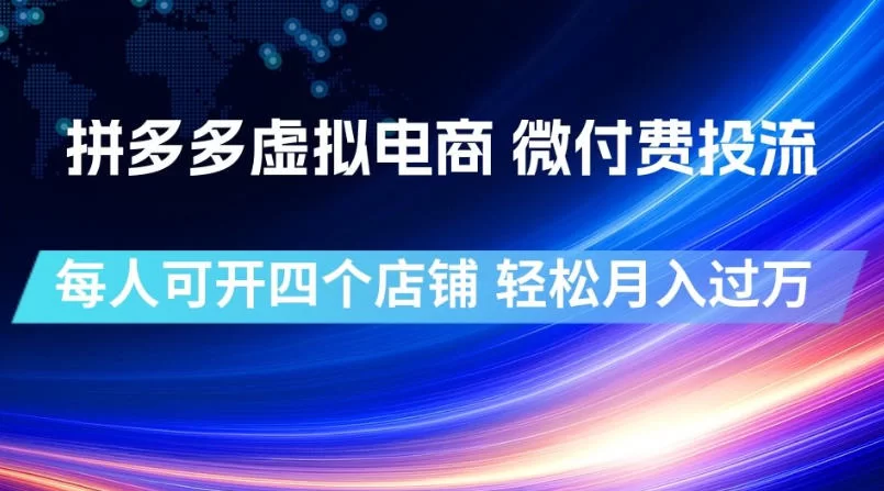 拼多多虚拟电商，微付费投流玩法，每人可开四个店，轻松月入过1W【揭秘】-小二项目网