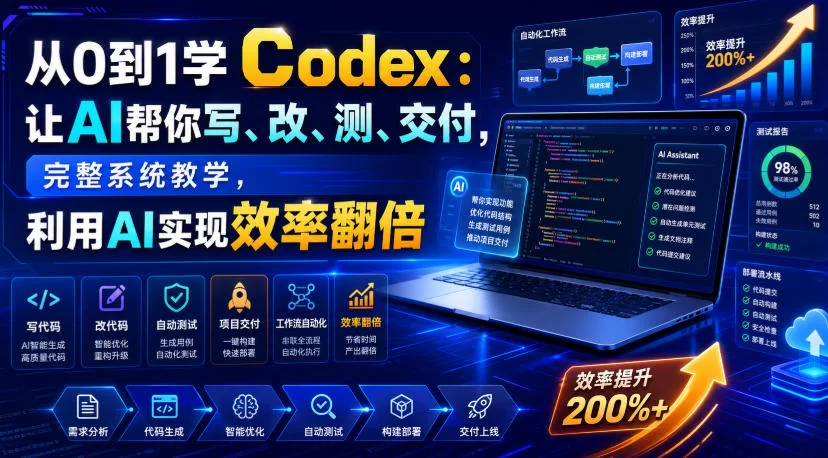 从0到1学Codex：让AI帮你写、改、测、交付，完整系统教学，利用AI实现效率翻倍-小二项目网