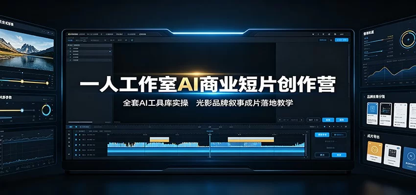 一人工作室AI商业短片创作营：全套AI工具库实操，光影品牌叙事成片落地教学-小二项目网