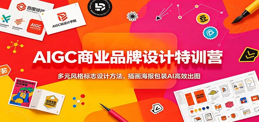 AIGC商业品牌设计特训营：多元风格标志设计方法，插画海报包装AI高效出图-小二项目网