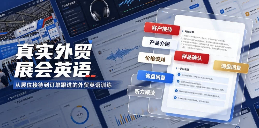 真实外贸展会英语，广交会外贸口语听力突击课程【音频】-小二项目网