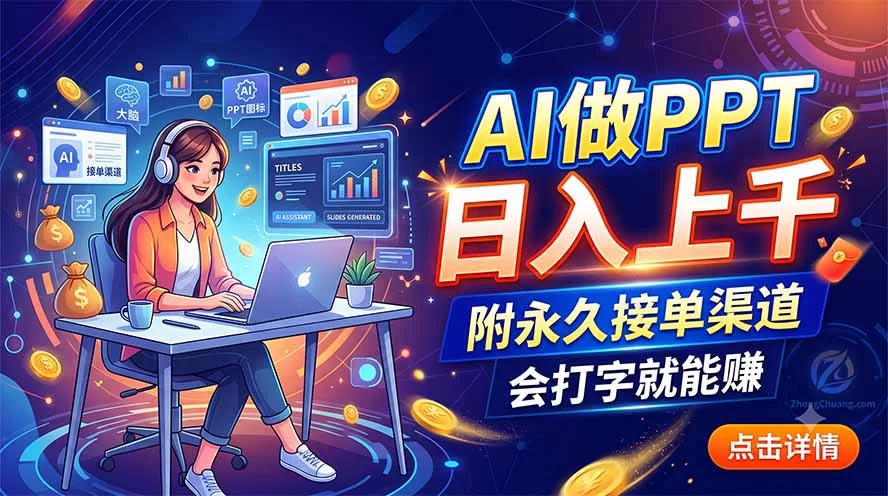 (19644期)AI做PPT日入上千,附永久接单渠道,会打字就能赚-小二项目网