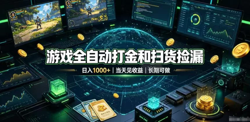 （19647期）游戏全自动打金和扫货捡漏，日入1000+，当天见收益，长期可做！-小二项目网