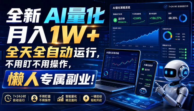 （19684期）全新AI量化月入1W+，全天全自动运行，不用盯不用操作，懒人专属副业！-小二项目网