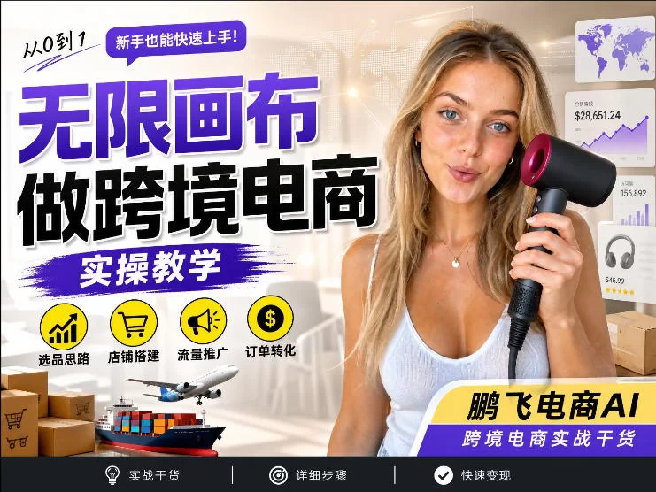 【跨境电商必备】AI无线画布制作商品宣传视频，四步搞定，无线画布工作流，操作简单好上手-小二项目网