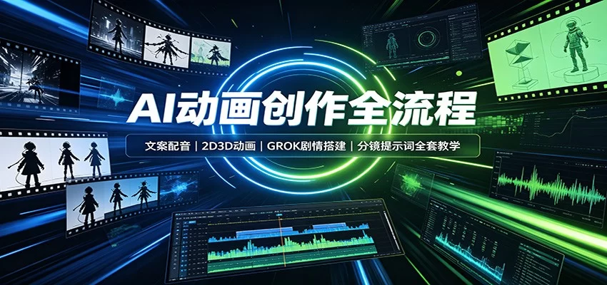 AI动画创作全流程：文案配音，2D3D动画，GROK剧情搭建，分镜提示词全套教学-小二项目网