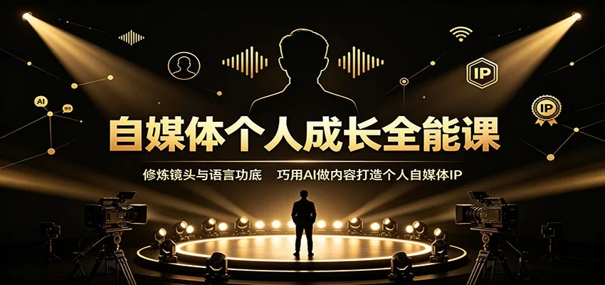 自媒体个人成长全能课：修炼镜头与语言功底，巧用AI做内容打造个人自媒体IP-小二项目网