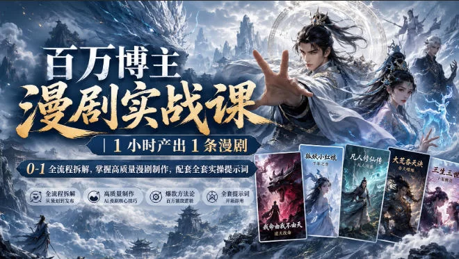 百万博主漫剧实战课｜1小时产出1条漫剧，0‑1全流程拆解，掌握高质量漫剧制作，配套全套实操提示词-小二项目网