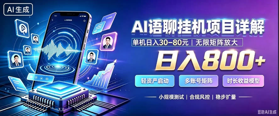 AI聊天挂G项目，日入800+，适用个人副业，支持工作室矩阵操作，放大收益【揭秘】-小二项目网