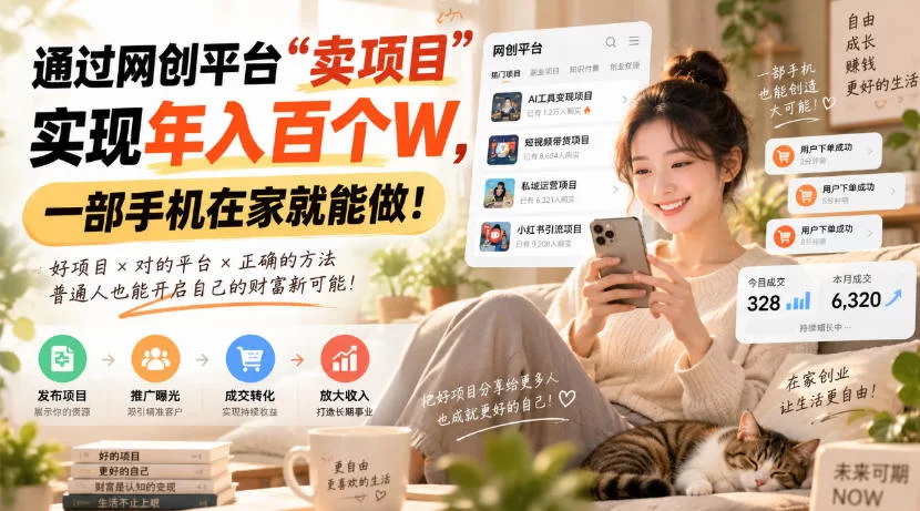 （20565期）通过网创平台“卖项目”实现年入百万，一部手机在家就能做！-小二项目网