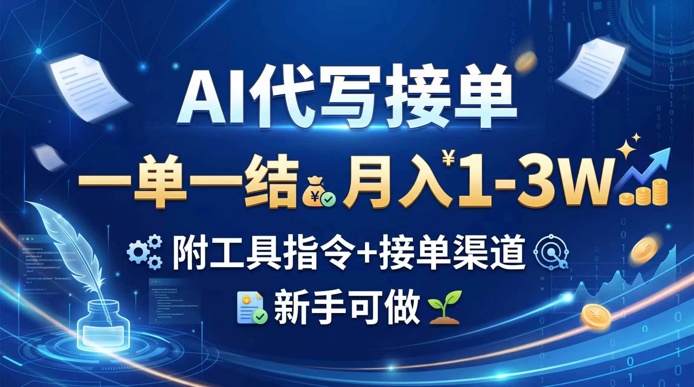 （20343期）AI代写接单，一单一结，月入1-3W，附工具指令+接单渠道，新手可做-小二项目网