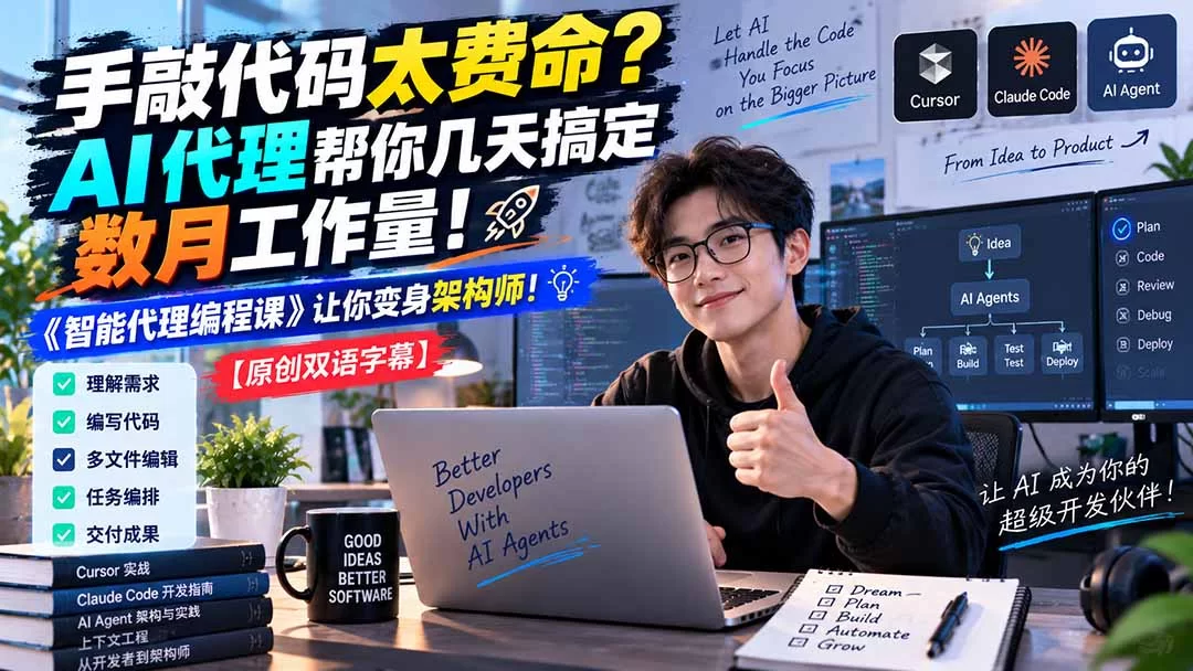 （20286期）手敲代码太费命？AI 代理帮你几天搞定数月工作量！《智能代理编程课》让你变身架构师-小二项目网