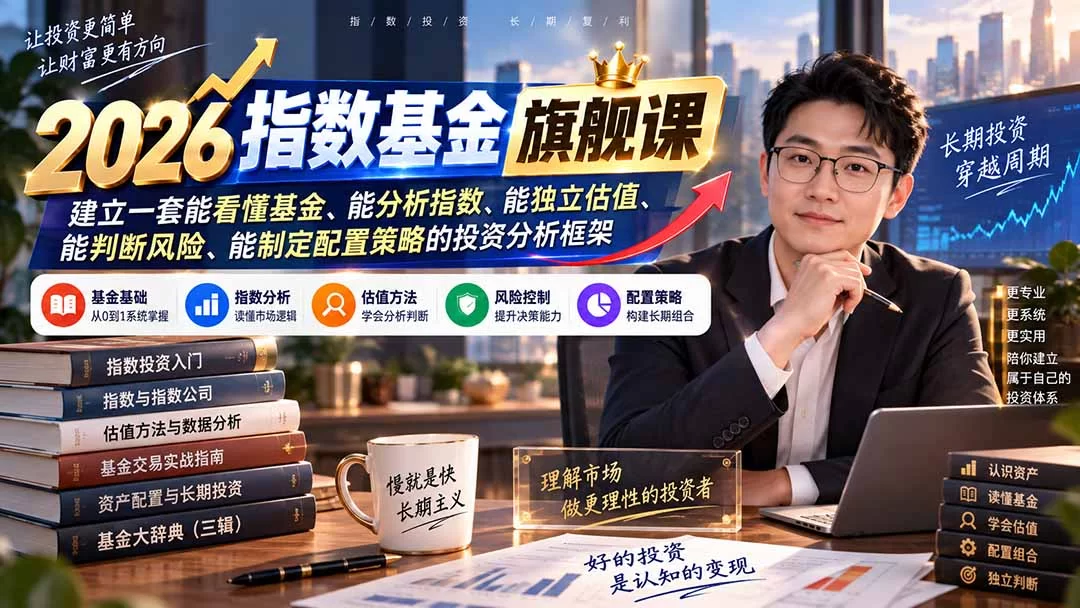 （20298期）2026指数基金旗舰课｜建立一套能看懂基金、能分析指数、能独立估值、能判断风险、能制定配置策略的投资分析框架-小二项目网