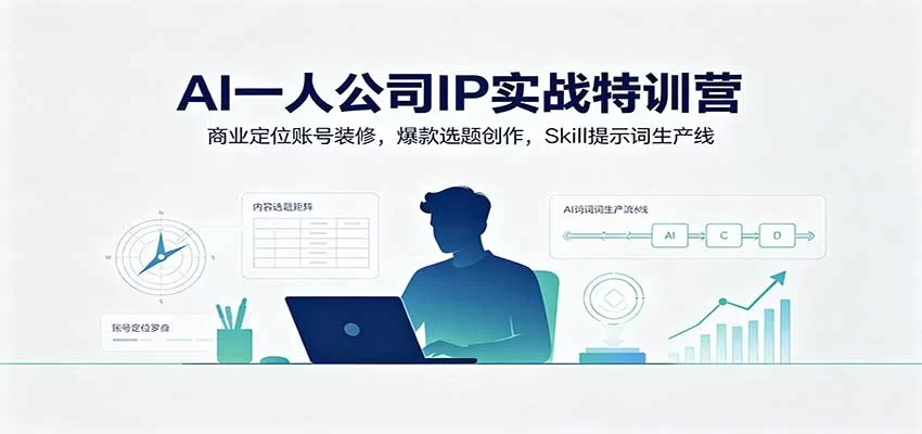 AI一人公司IP实战特训营：商业定位账号装修，爆款选题创作，Skill提示词生产线-小二项目网