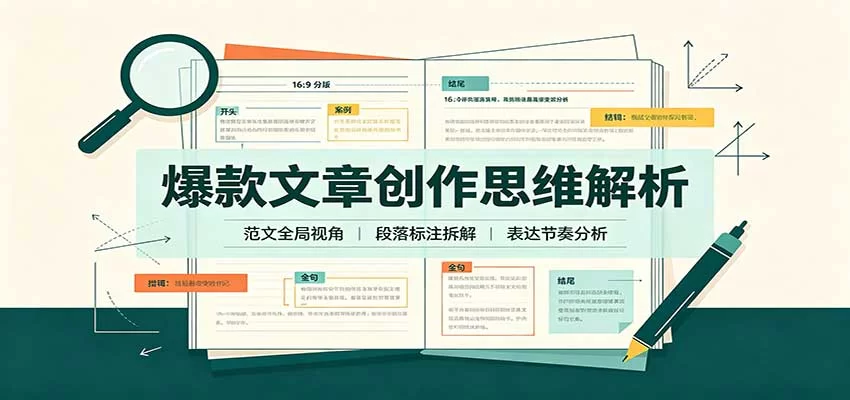 爆款文章创作思维解析：全局视角拆解范文，梳理行文逻辑，搭配真实拆文实操案例-小二项目网