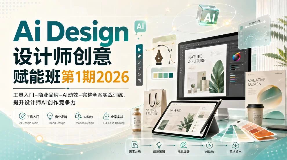 Ai Design设计师创意赋能班第1期2026｜工具入门‑商业品牌‑AI动效‑完整全案实战训练，提升设计师AI创作竞争力-小二项目网