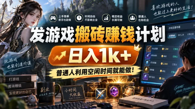 首发游戏搬砖賺钱计划，日入1k+，普通人利用空闲时间就能做！【揭秘】-小二项目网