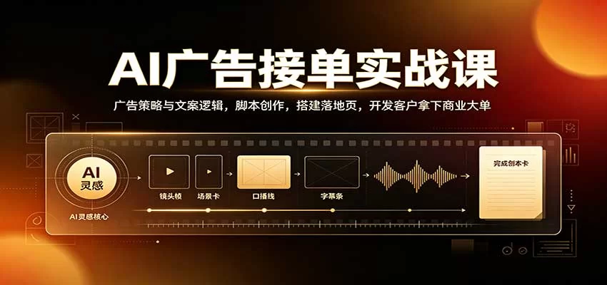 AI广告接单实战：广告策略与文案逻辑，脚本创作，搭建落地页，开发客户拿下商业大单-小二项目网