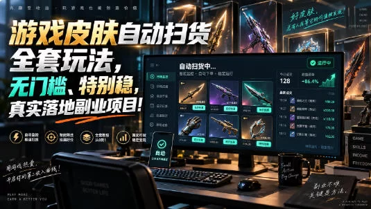 游戏皮肤自动扫货全套玩法，无门槛、特别稳，真实落地副业项目！【揭秘】-小二项目网