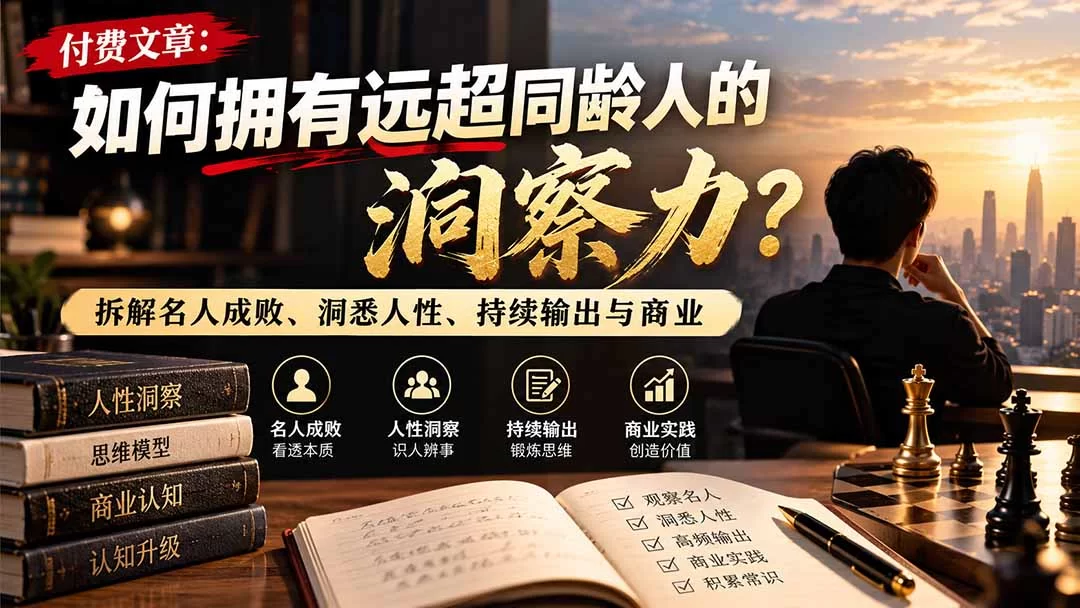 （21025期）付费文章：如何拥有远超同龄人的洞察力？拆解名人成败、洞悉人性、持续输出与商业实践-小二项目网