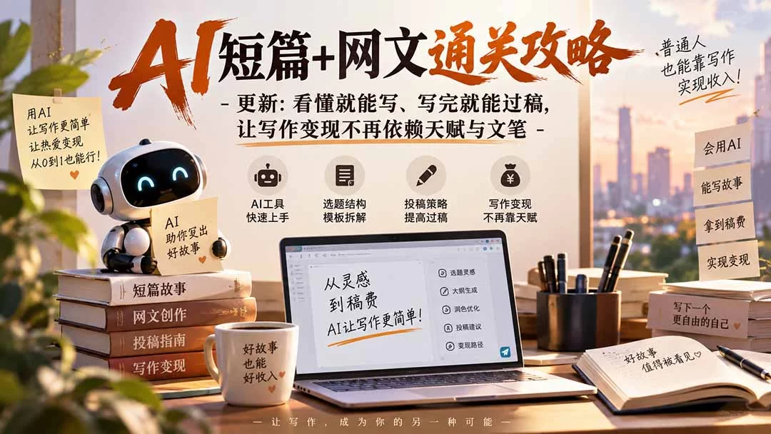 （20861期）AI短篇+网文通关攻略-更新1009：看懂就能写、写完就能过稿，让写作变现不再依赖天赋与文笔-小二项目网