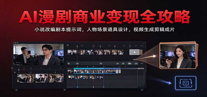 AI漫剧商业变现全攻略：小说改编剧本提示词，人物场景道具设计，视频生成剪辑成片-小二项目网