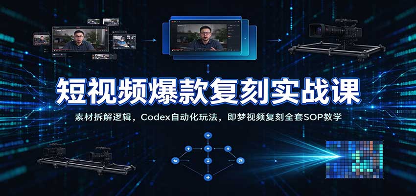 短视频爆款复刻实战课：素材拆解逻辑，Codex自动化玩法，即梦视频复刻全套SOP教学-小二项目网