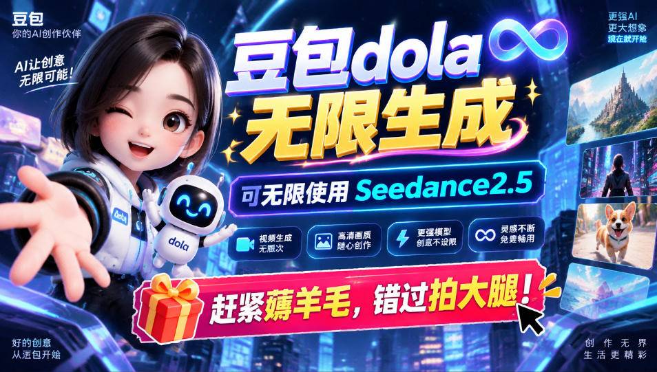 1029最新豆包dola无限生成技术，可以无限生成sseedance2.5，赶紧薅羊毛，和谐拍大腿-小二项目网