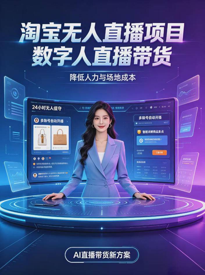 淘宝AI无人直播带货，24小时自动开播低门槛副业，无需真人长时间出镜，持续引流出单【揭秘】-小二项目网