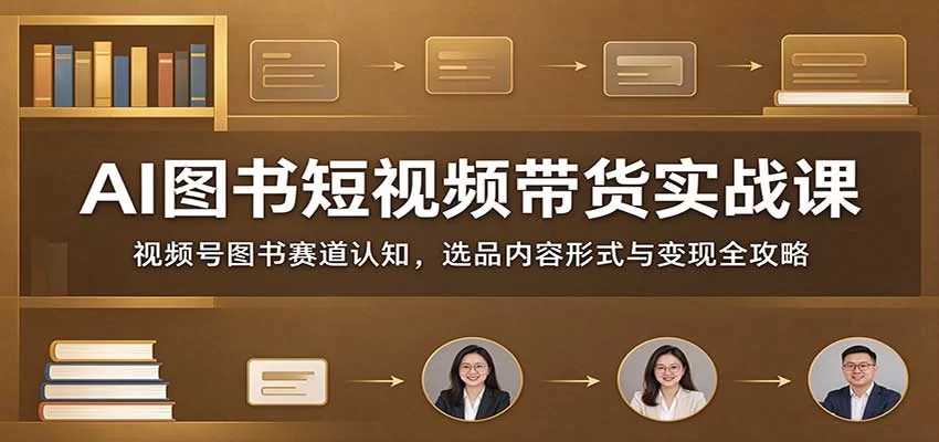 AI图书短视频带货实战课：视频号图书赛道认知，选品内容形式与变现全攻略-小二项目网