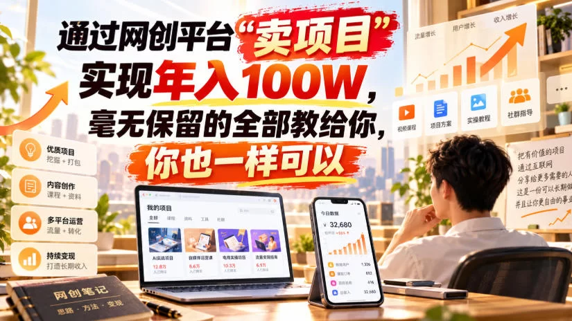 （20790期）通过网创平台“卖项目”实现年入百万，毫无保留的全部教给你！-小二项目网