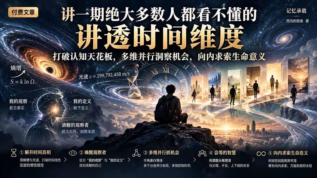 （21267期）付费文章：讲一期绝大多数人都看不懂的，讲透时间维度，打破认知天花板，多维并行洞察机会，向内求索生命意义-小二项目网