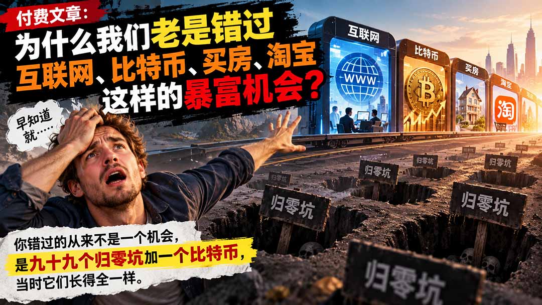 （20834期）付费文章：为什么我们老是错过互联网、比特币、买 房、淘宝这样的暴富机会？-小二项目网
