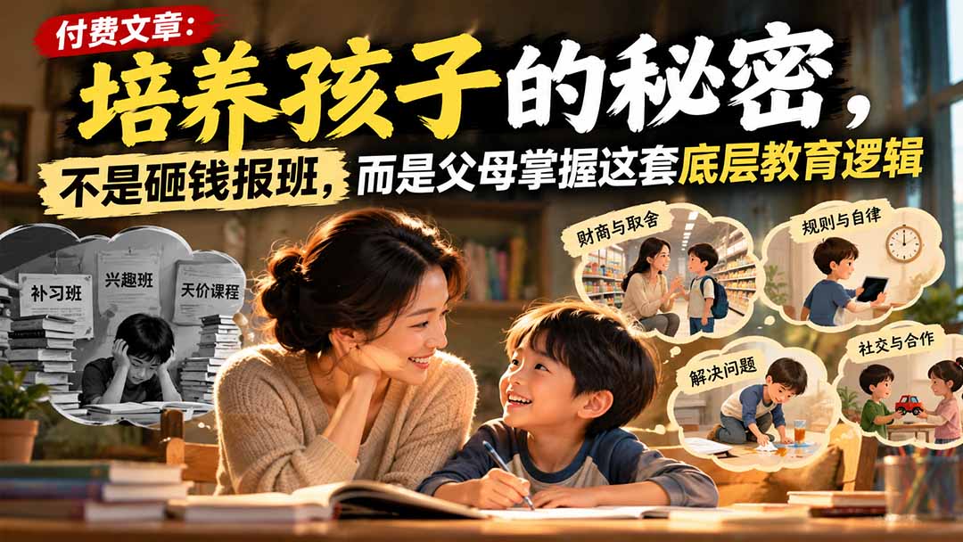 （21179期）付费文章：培养孩子的秘密，不是砸钱报班，而是父母掌握这套底层教育逻辑-小二项目网