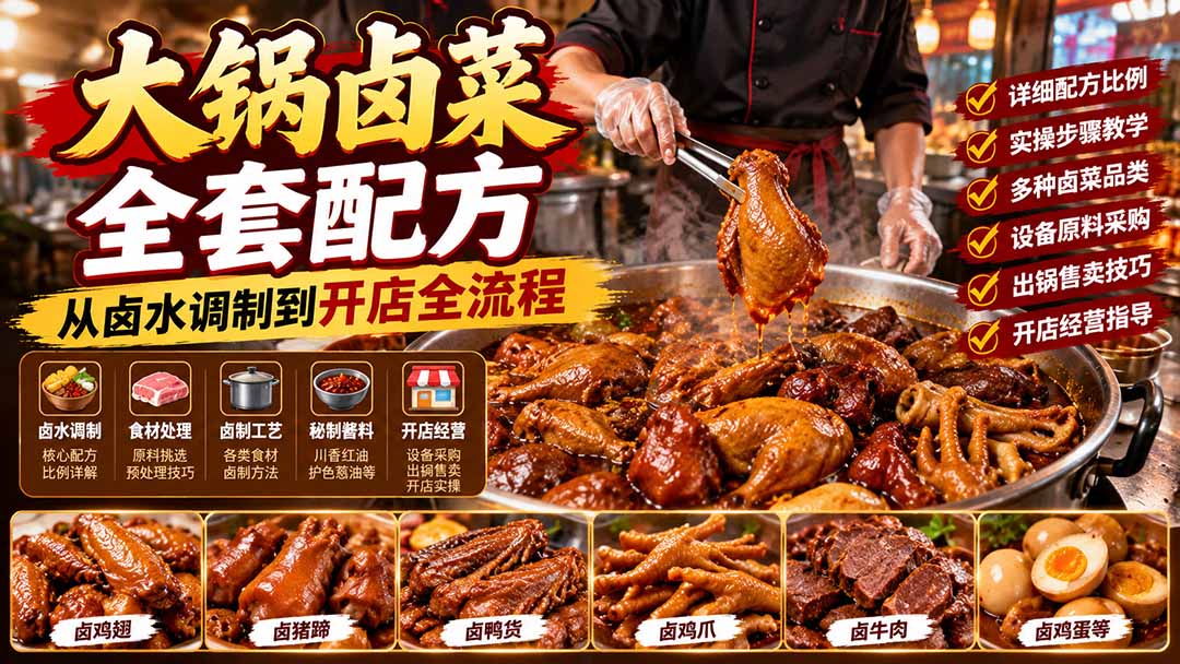 （21232期）大锅卤菜全套配方，从卤水调制到开店全流程，感觉学会了去摆摊也不错-小二项目网