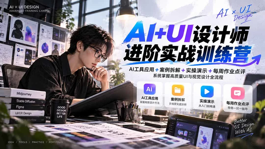 （20905期）【无水印】AI+UI设计师进阶训练营-第4期：AI工具应用+案例拆解+实操演示+作业点评，掌握高质量UI与视觉设计全流程-小二项目网