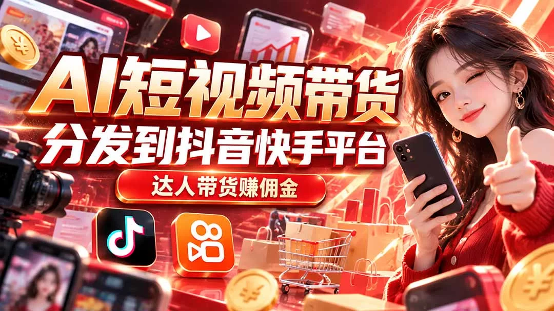 （20754期）【AI短视频带货】分发到抖音快手平台，达人带货赚佣金-小二项目网