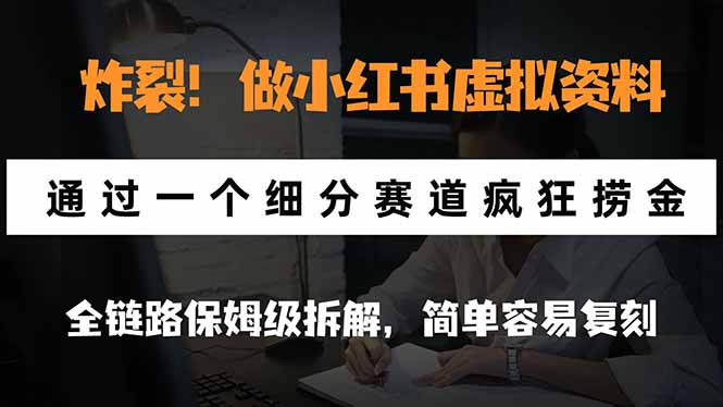 （21206期）炸裂！做小红书虚拟资料，通过一个细分赛道疯狂捞金，全链路保姆级拆解，简单容易复刻-小二项目网