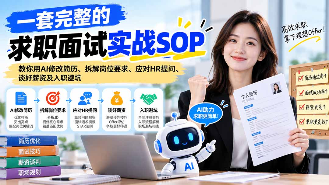 （21259期）一套完整的求职面试实战SOP：教你用AI修改简历、拆解岗位要求、应对HR提问、谈好薪资及入职避坑-小二项目网