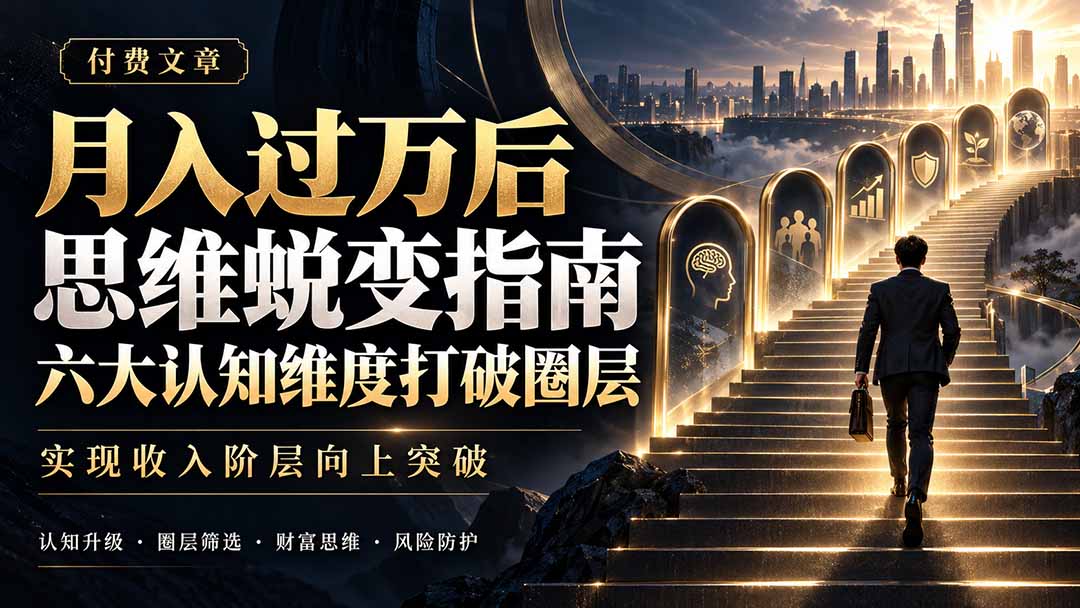 （21210期）付费文章：月入过万后思维蜕变指南，六大认知维度打破圈层，实现收入阶层向上突破-小二项目网