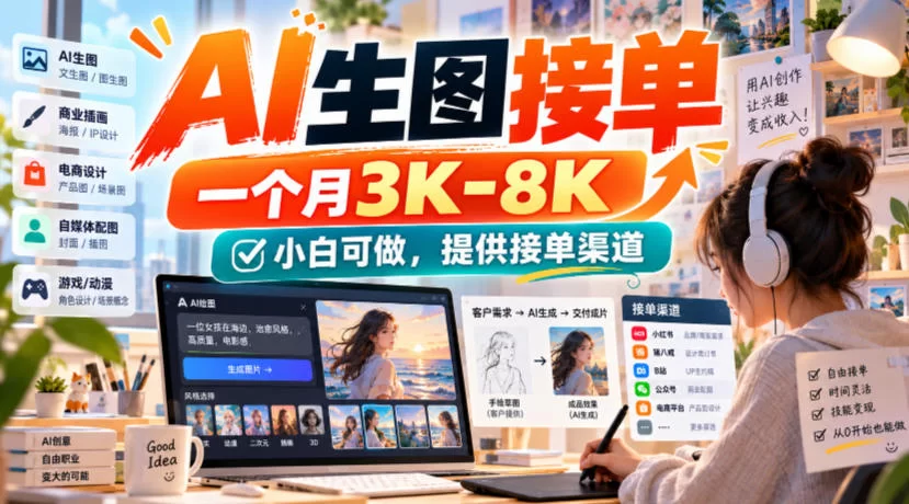 AI生图接单，一个月3K-8K，小白可做，提供接单渠道-小二项目网