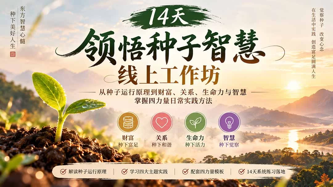 （20756期）14天领悟种子智慧线上工作坊｜从种子运行原理到财富、关系、生命力与智慧，掌握四力量日常实践方法-小二项目网
