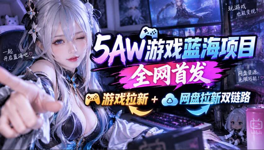 5AW游戏首发项目：游戏拉新+网盘拉新双链路，完整流程拆解-小二项目网