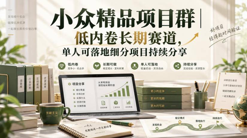 小众精品项目群｜低内卷长期赛道，单人可落地细分项目持续分享-小二项目网