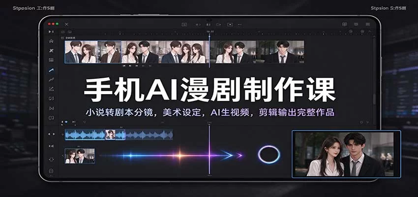 手机AI漫剧制作课：小说转剧本分镜，美术设定，AI生视频，剪辑输出完整作品-小二项目网