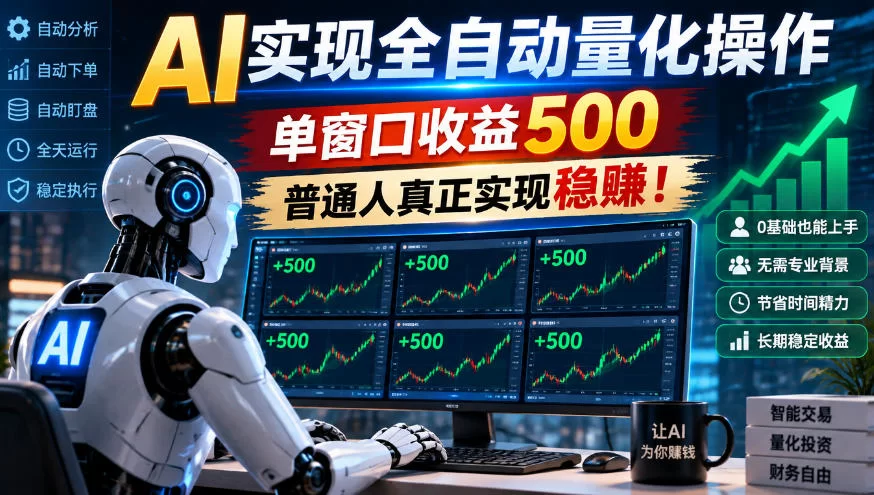 AI实现全自动量化操作，单窗口收益500，普通人真正实现稳賺！【揭秘】-小二项目网