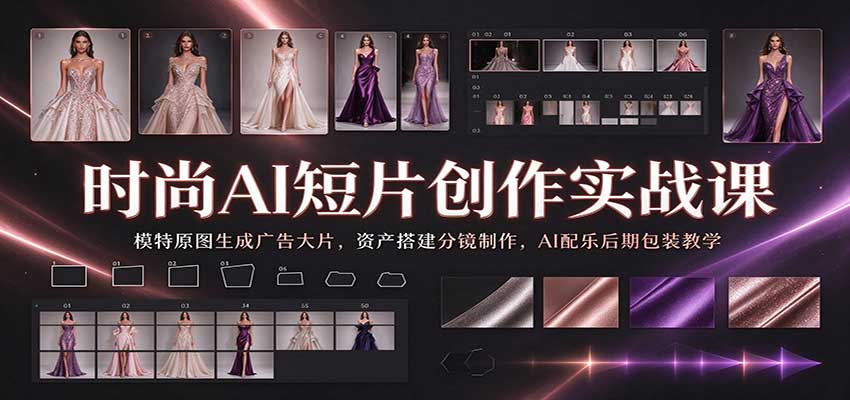 时尚AI短片创作实战课：模特原图生成广告大片，资产搭建分镜制作，AI配乐后期包装教学-小二项目网