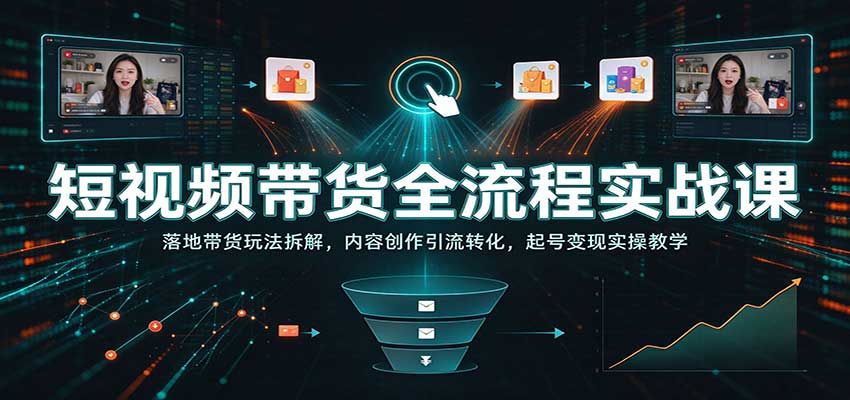 短视频带货全流程实战课：落地带货玩法拆解，内容创作引流转化，起号变现实操教学-小二项目网